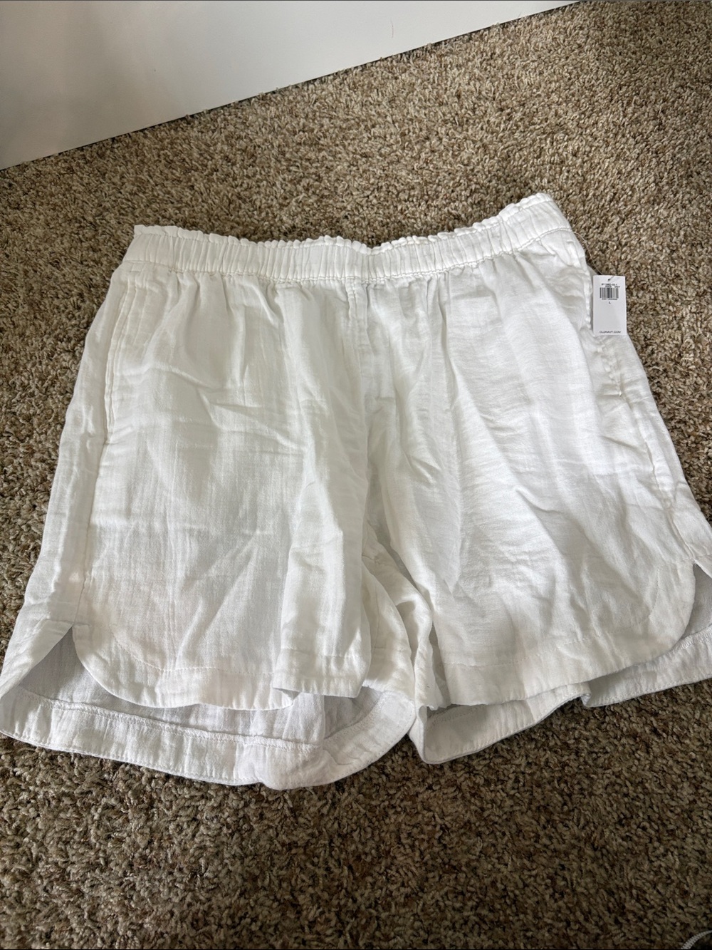 NWT Old Navy Large White Women's Elastic Waist Crinkle Gauze Shorts